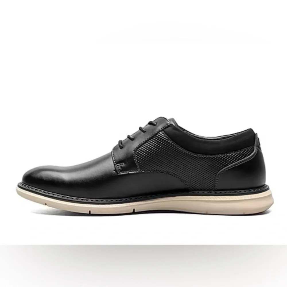 Nunn Bush Black Derby with Tan Sole Size 9.5